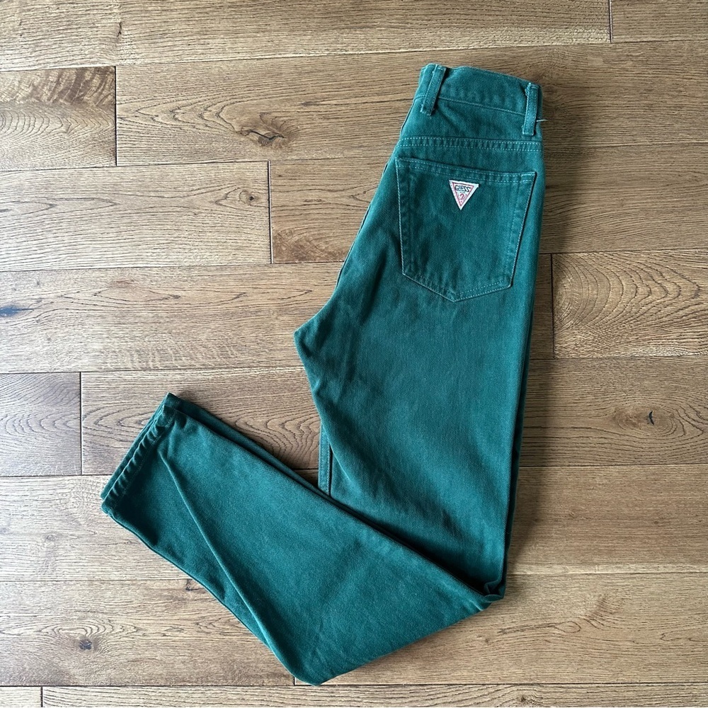 RARE Vintage Deadstock GUESS Green High Waisted Jeans Sz 23 New With Tags!